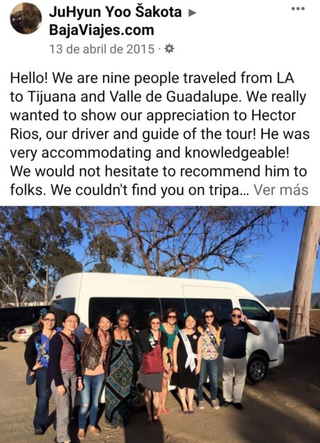 Reseña Transporte Tijuana a Valle de Guadalupe, Guia Hector, Baja Viajes