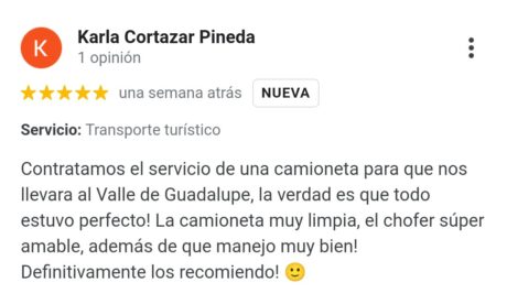 Reseña Baja Viajes, Transporte a Valle de Guadalupe